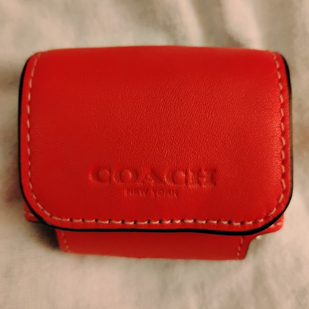 Coach Red Leather Airpod Pouch